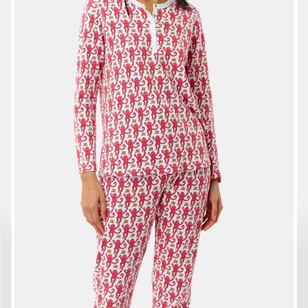 Roller Rabbit Pink and White Pajama Set